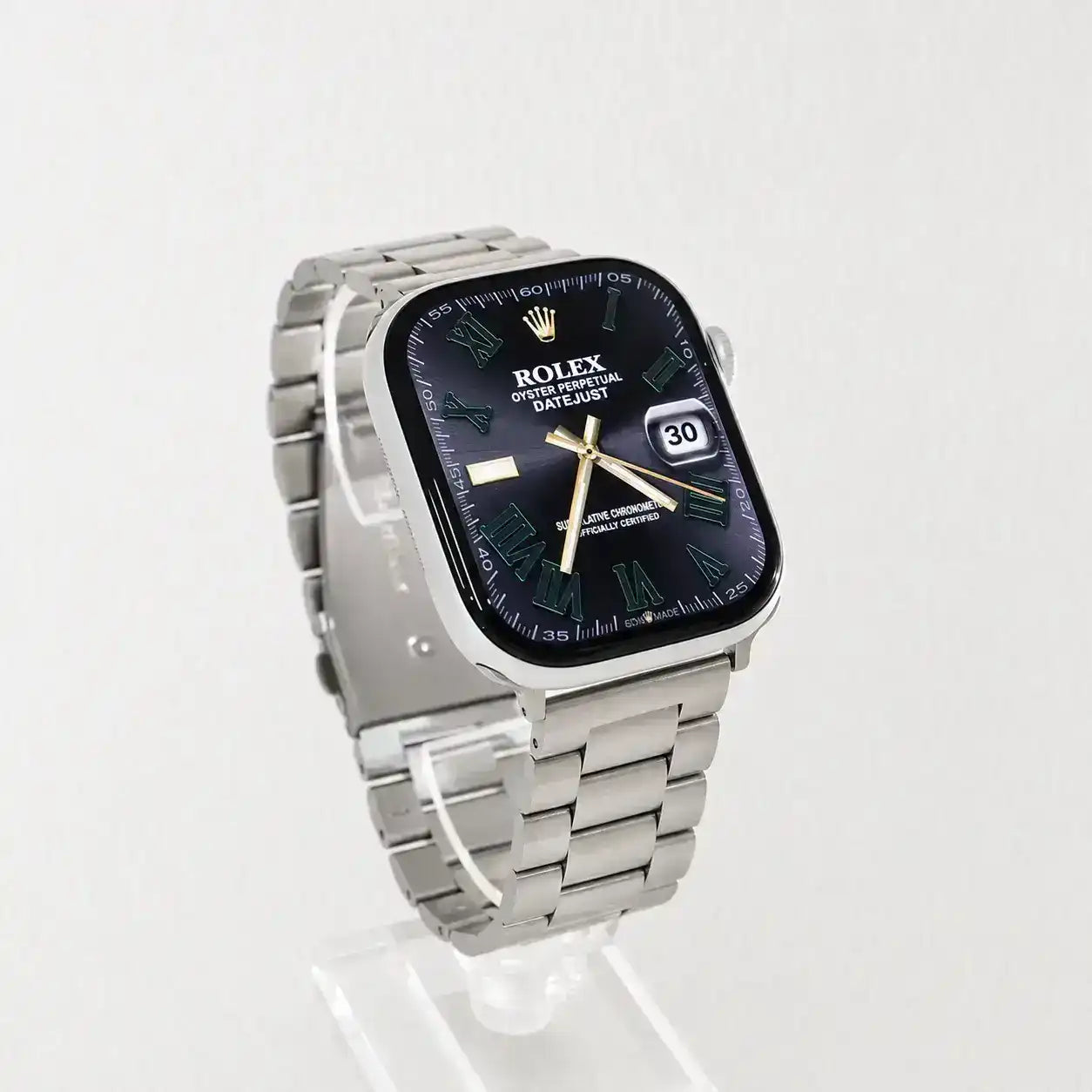 Apple Watch Mod Steel Strap – Silver Oyster Style -