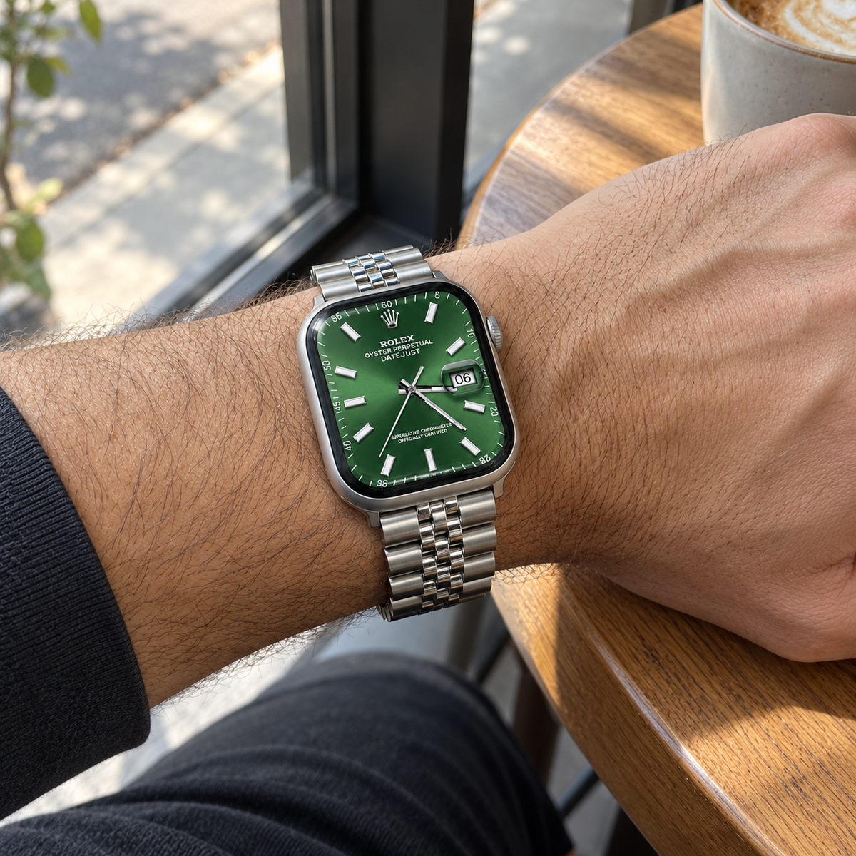 Silver Jubilee Stainless Steel Apple Watch Band | Datejust Style -