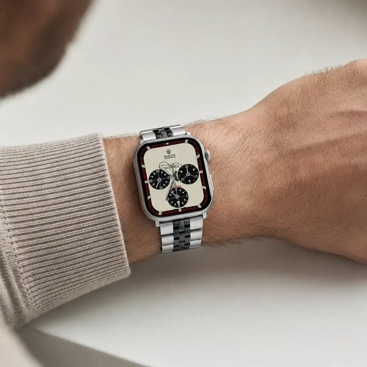 Apple Watch Mod Jubilee Steel Strap – Black & Gold Datejust Style -