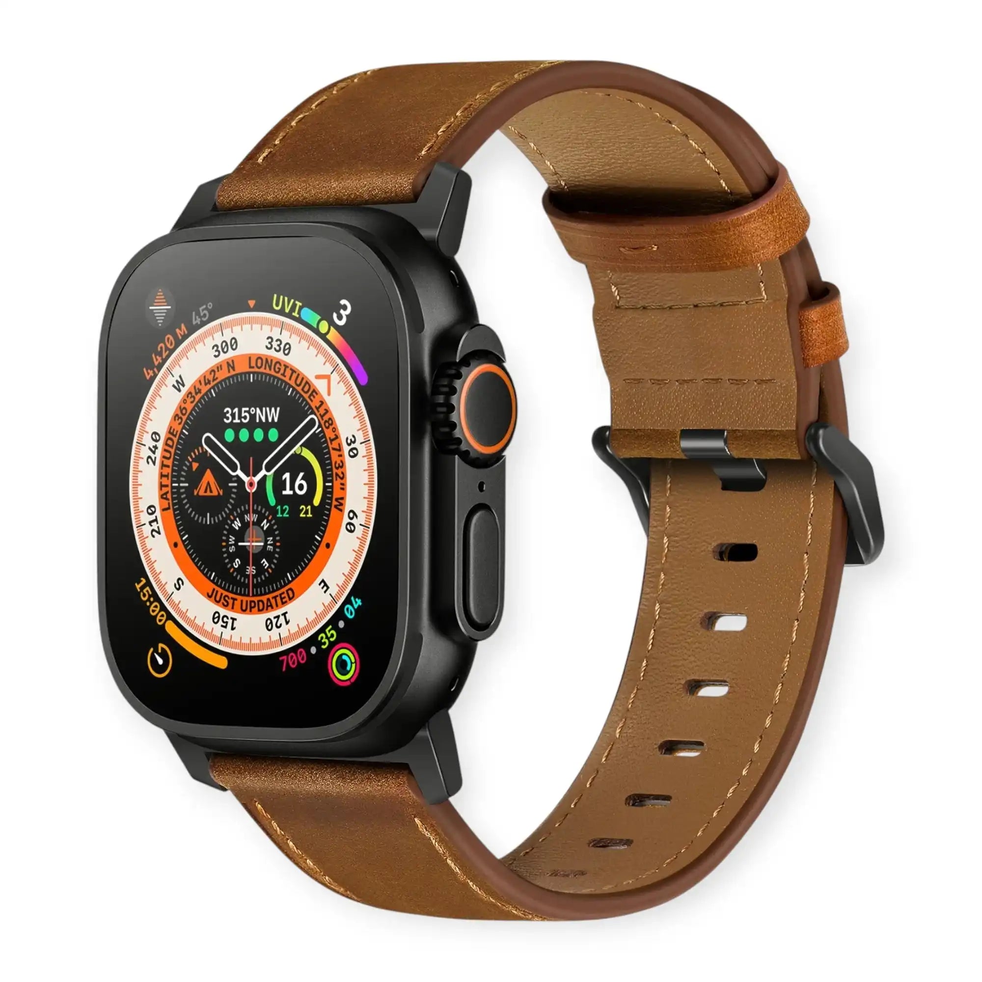 Red Brown Genuine Leather Apple Watch Band | Dress Style