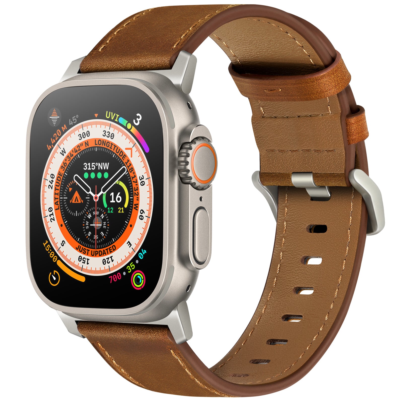 Red Brown Genuine Leather Apple Watch Band | Dress Style