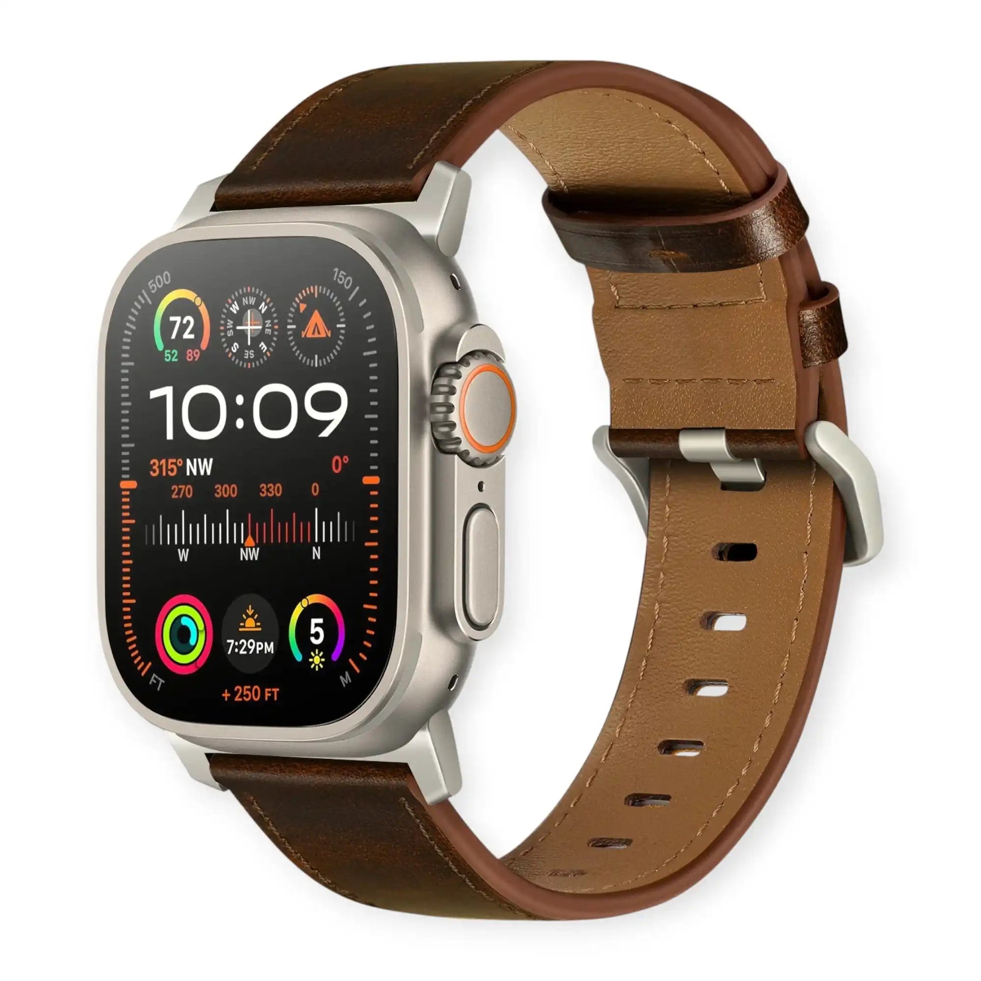 Waxed Coffee Brown Genuine Leather Apple Watch Band | Dress Style