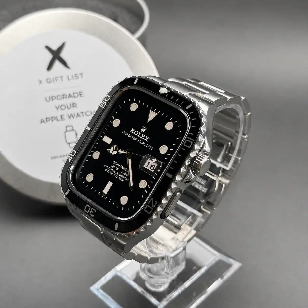 Apple Watch Mod Steel Case & Strap – Silver Sub Style -