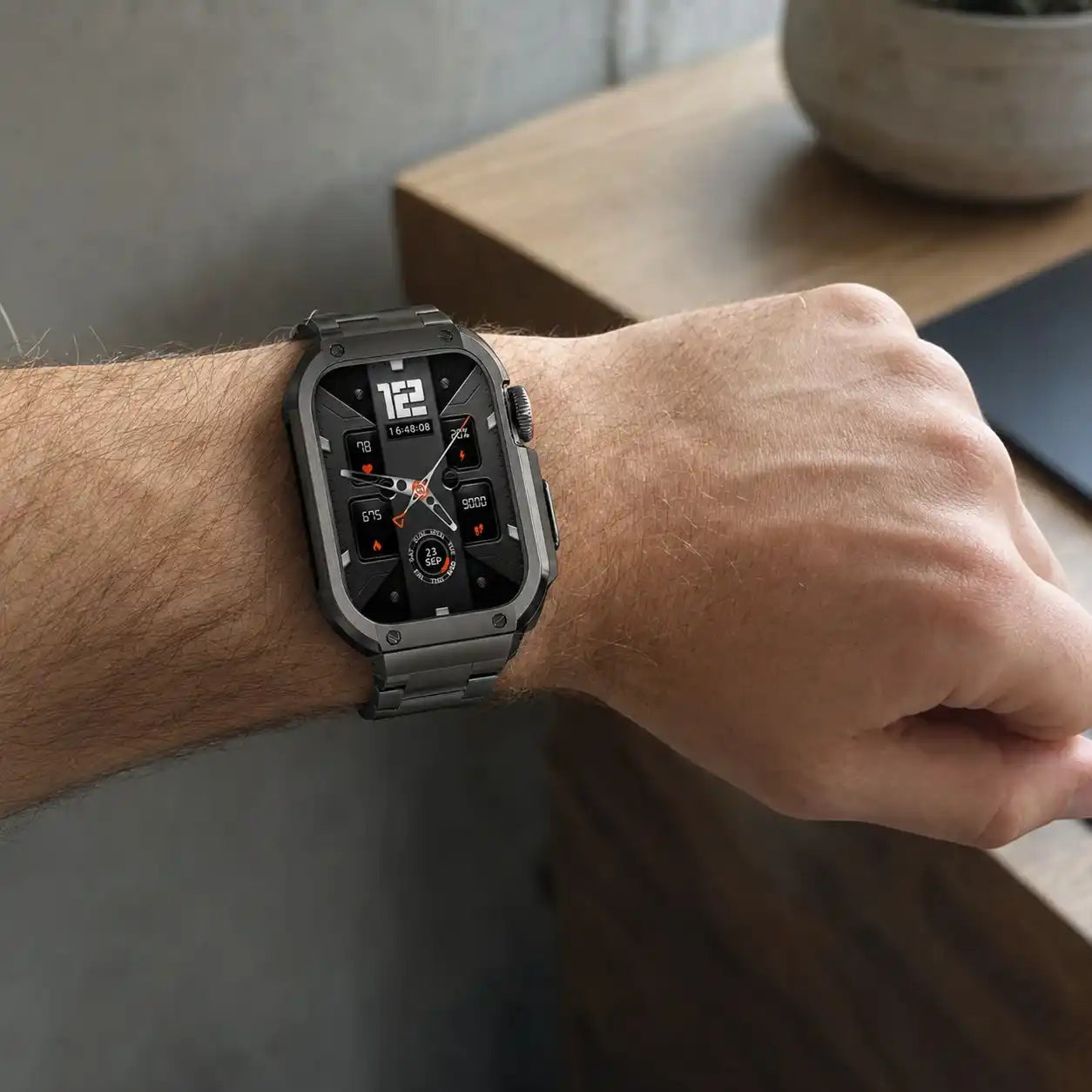 Gunmetal Apple Watch Stainless Steel Case & Band Set | Sport Style