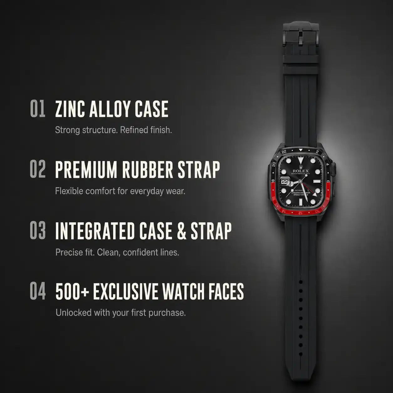 Apple Watch Mod Zinc Alloy Case & Rubber Strap – Coke GMT Style -