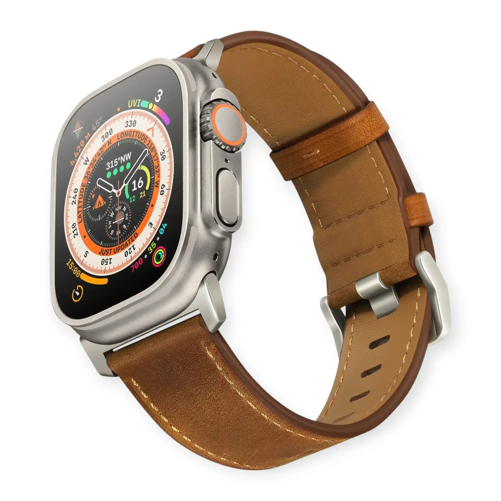 Red Brown Genuine Leather Apple Watch Band | Dress Style