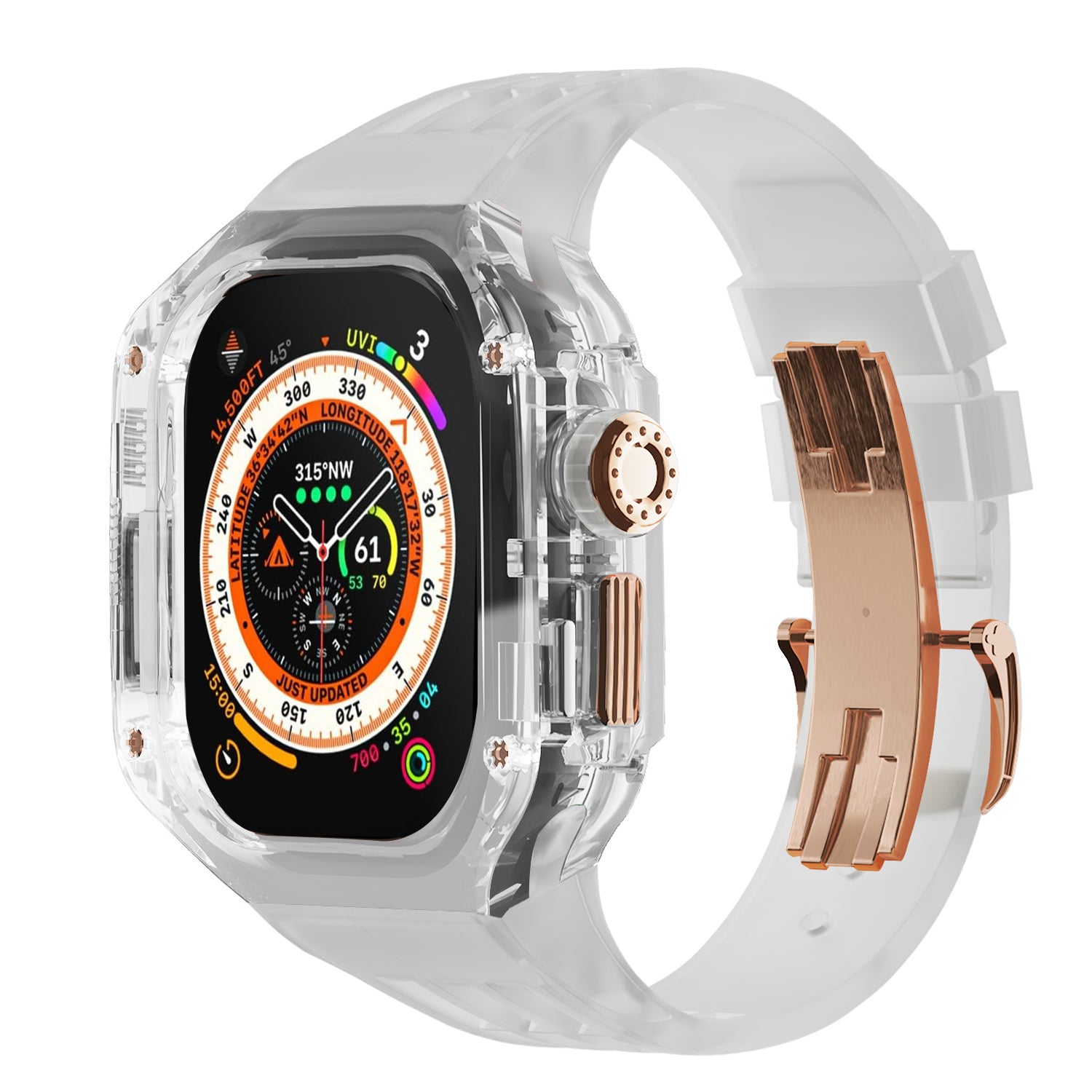 Clear Apple Watch Case & Fluororubber Band Set – Ultra | RM Style