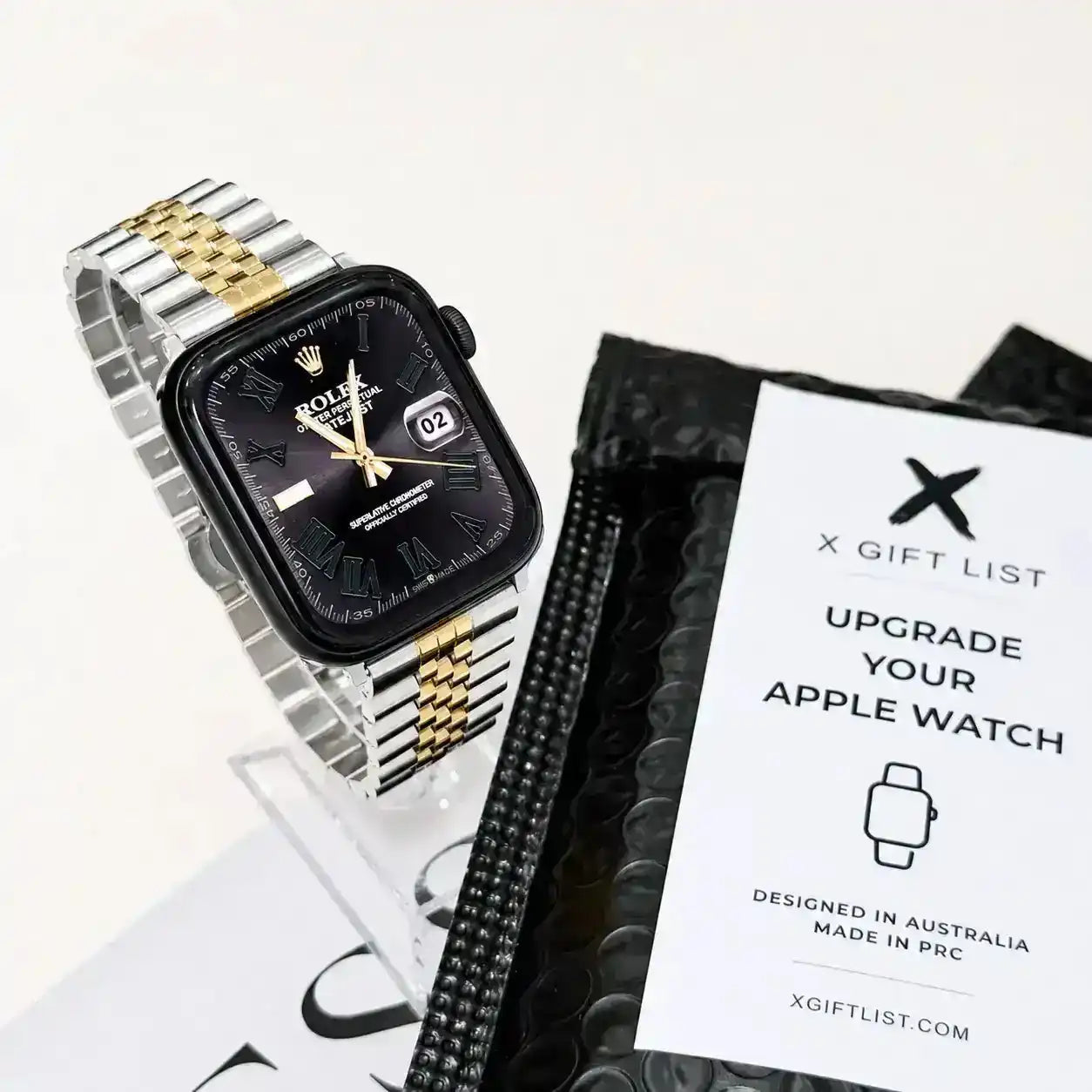 Apple Watch Mod Jubilee Steel Strap – Silver & Gold Datejust Style -