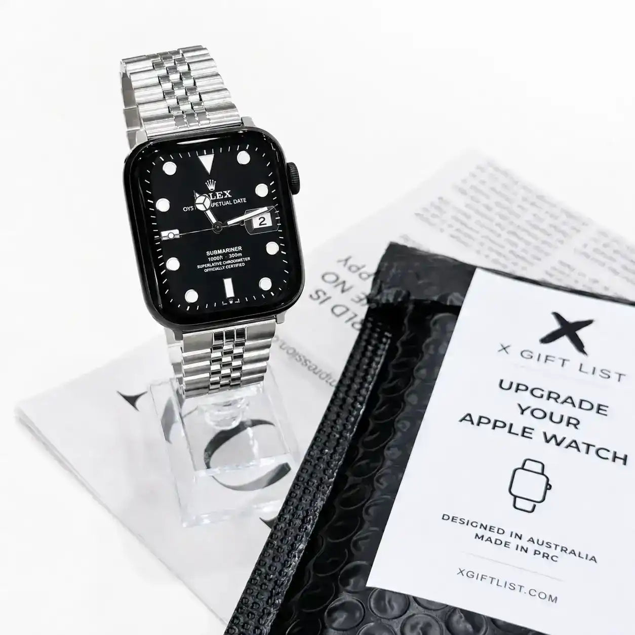 Apple Watch Mod Jubilee Steel Strap – Silver Datejust Style -