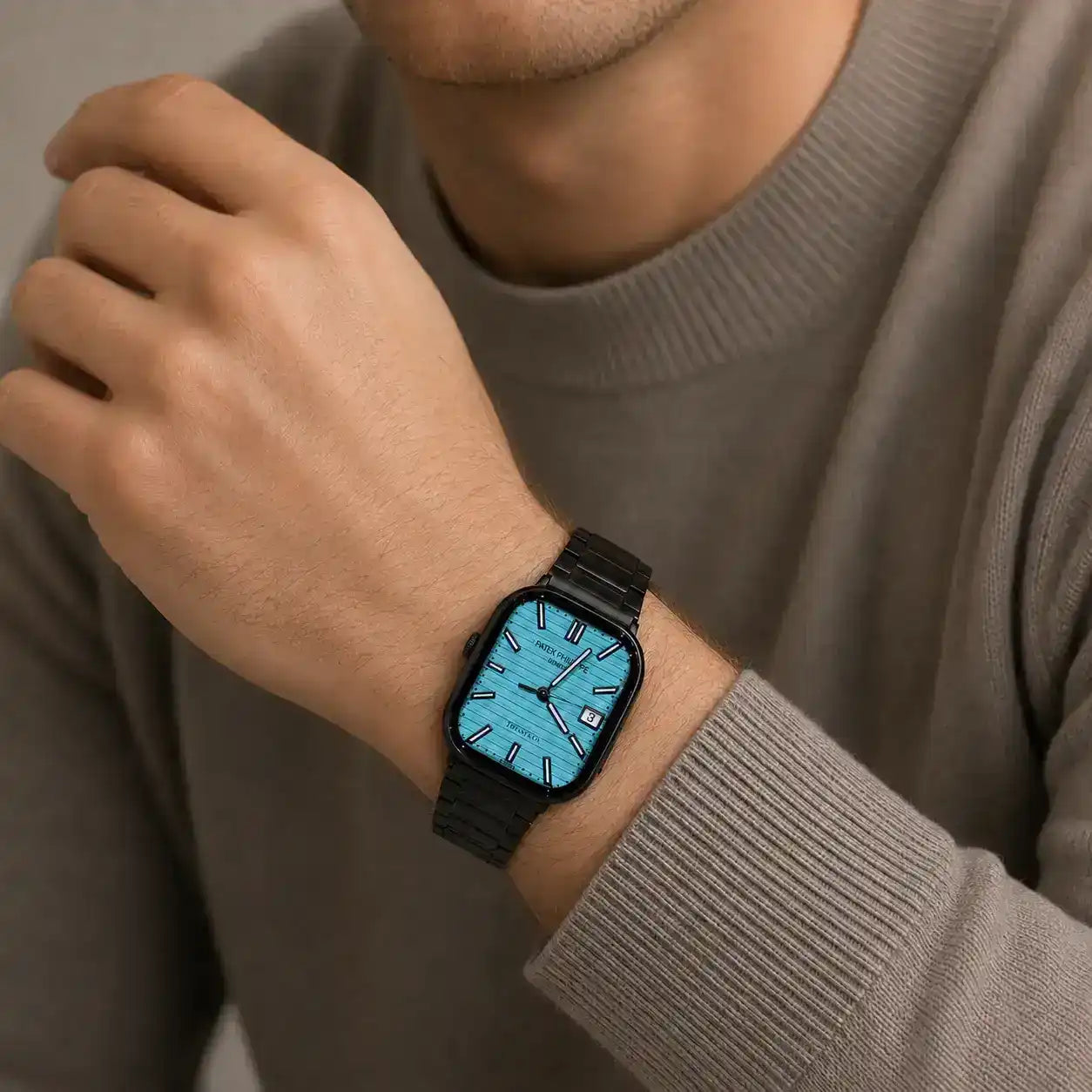 Apple Watch Mod Titanium Strap – Black Nautilus Style -
