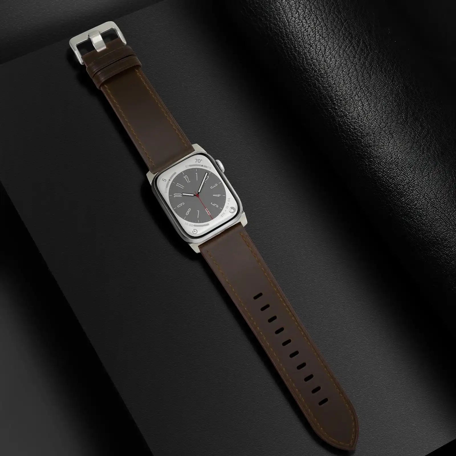 Waxed Coffee Brown Genuine Leather Apple Watch Band | Dress Style