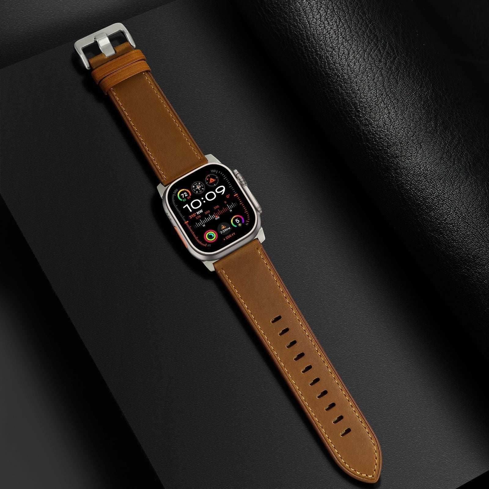 Red Brown Genuine Leather Apple Watch Band | Dress Style