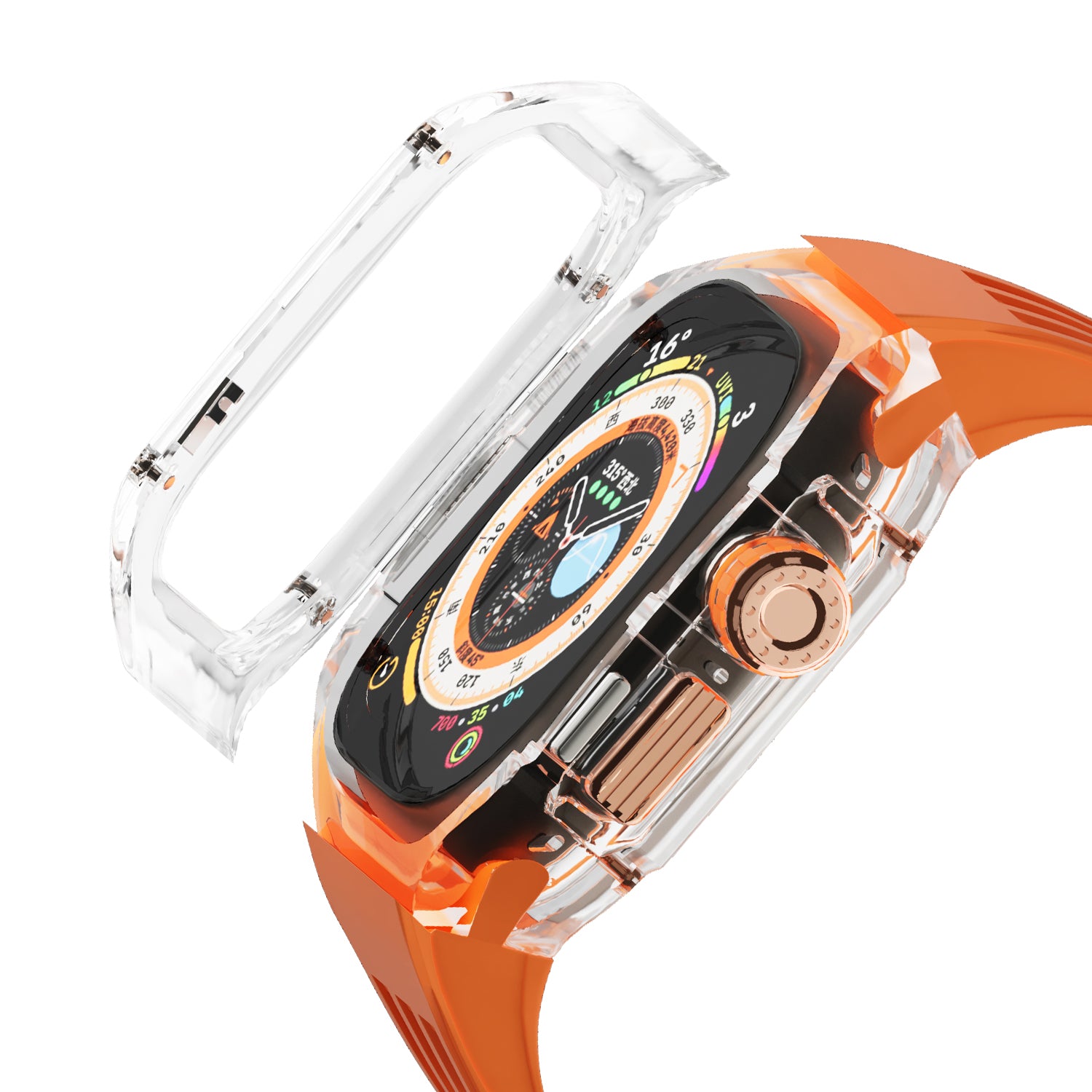 Clear Apple Watch Case & Fluororubber Band Set – Ultra | RM Style