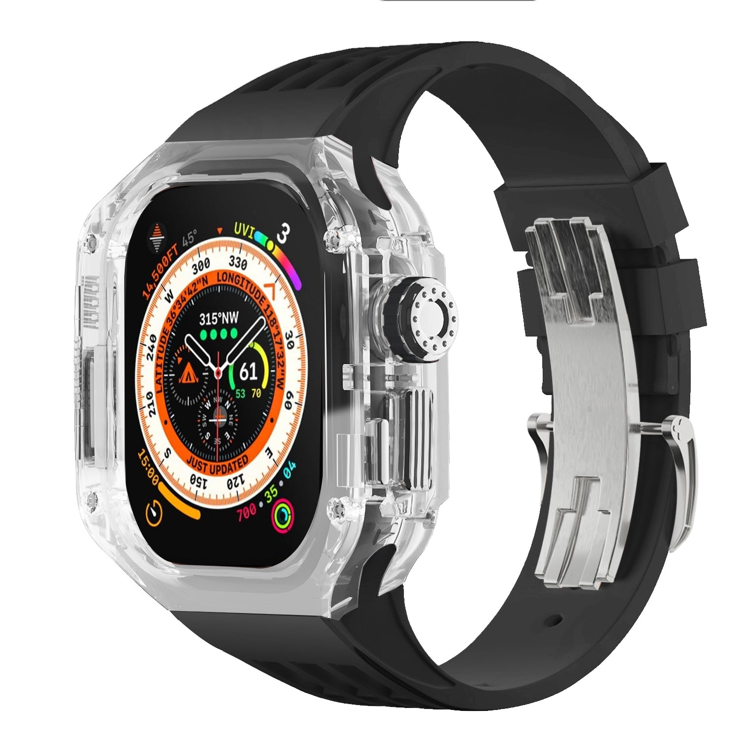 Clear Apple Watch Case & Fluororubber Band Set – Ultra | RM Style