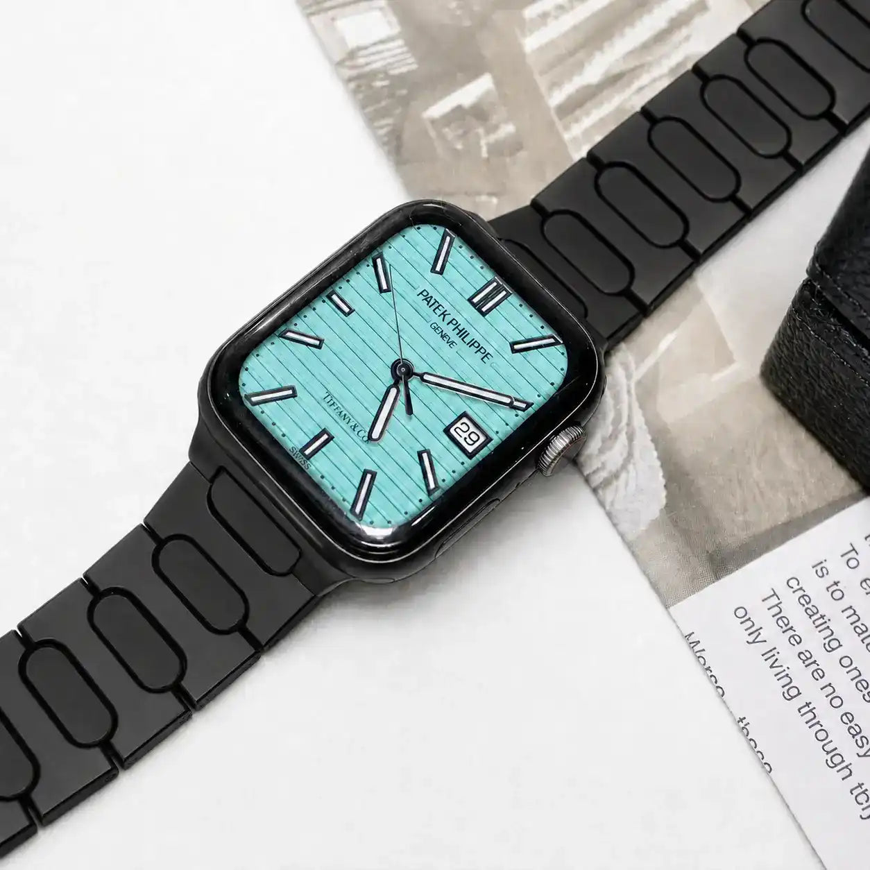 Apple Watch Mod Titanium Strap – Black Nautilus Style -