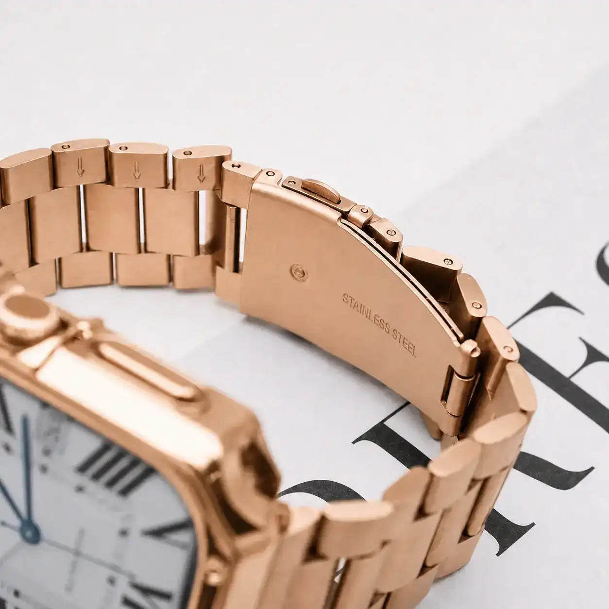 Apple Watch Mod Case & Strap – Rose Gold Santo Style -