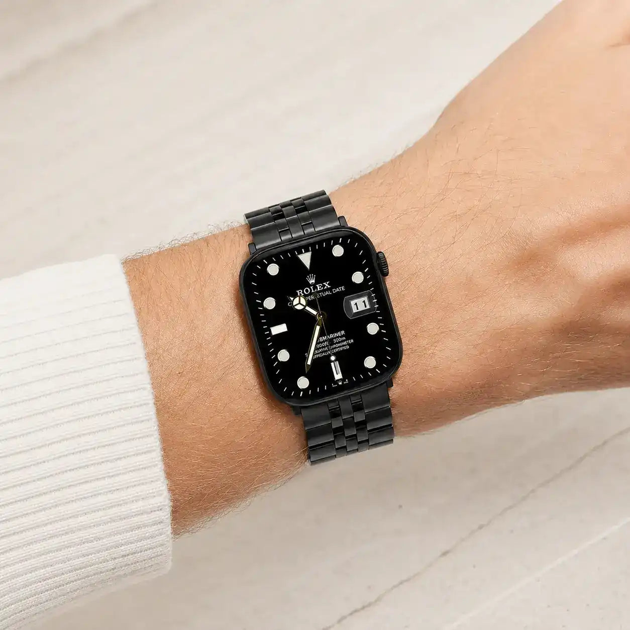 Apple Watch Mod Jubilee Steel Strap – Black Datejust Style -