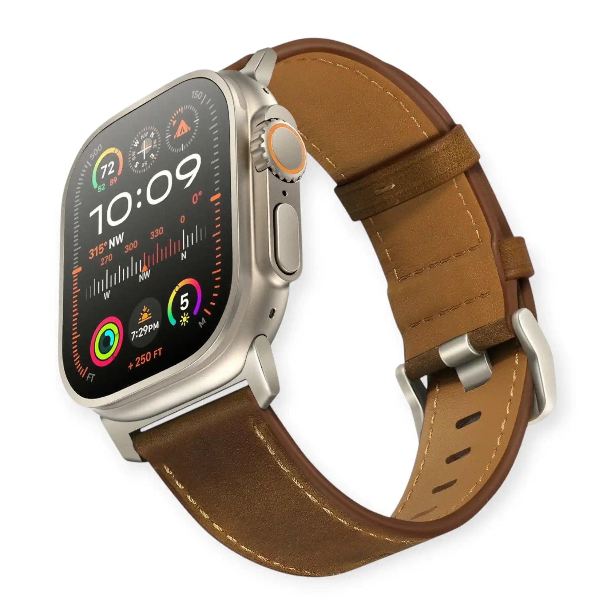 Black Brown Genuine Leather Apple Watch Band | Dress Style