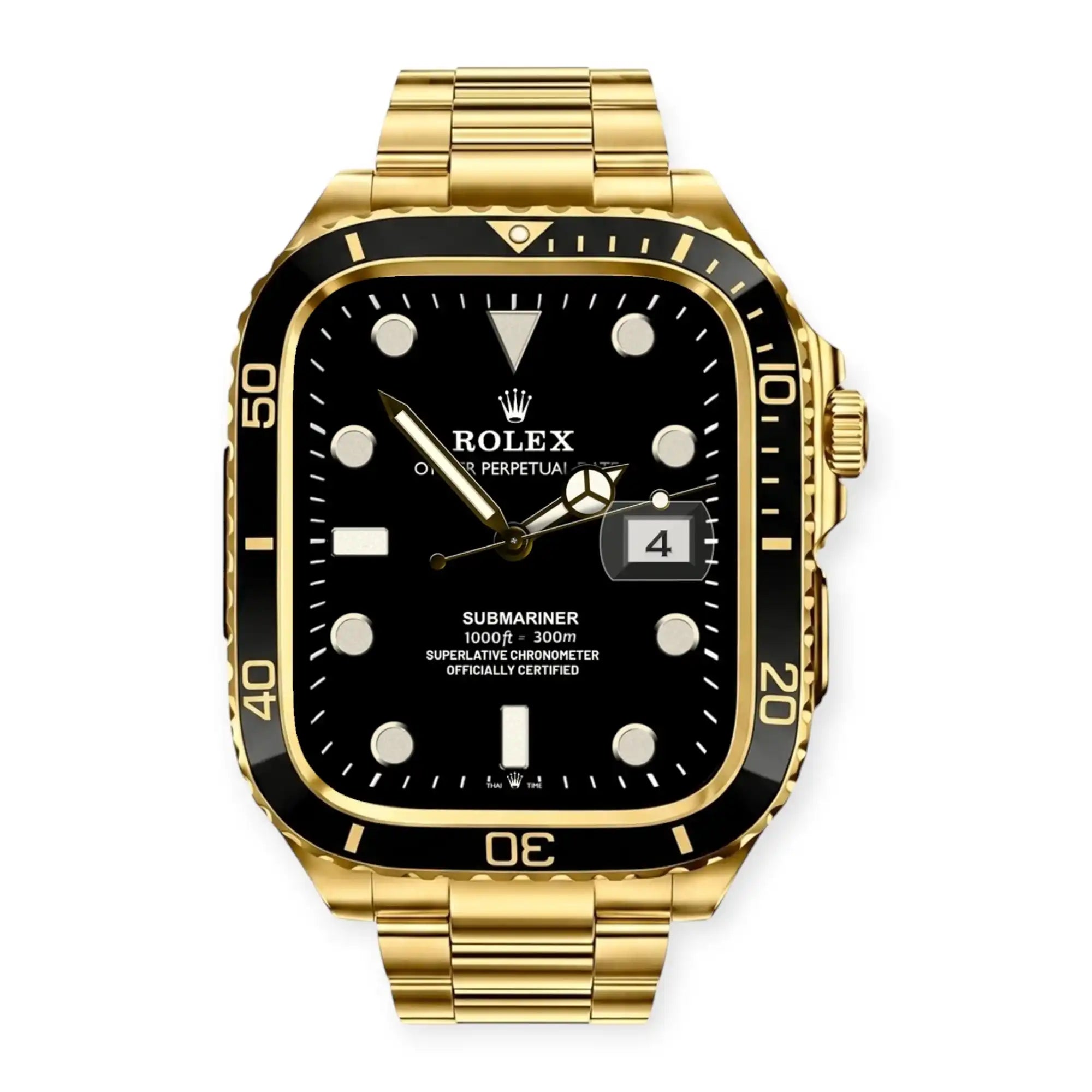 Apple Watch Mod Steel Case & Strap – Gold Sub Style -