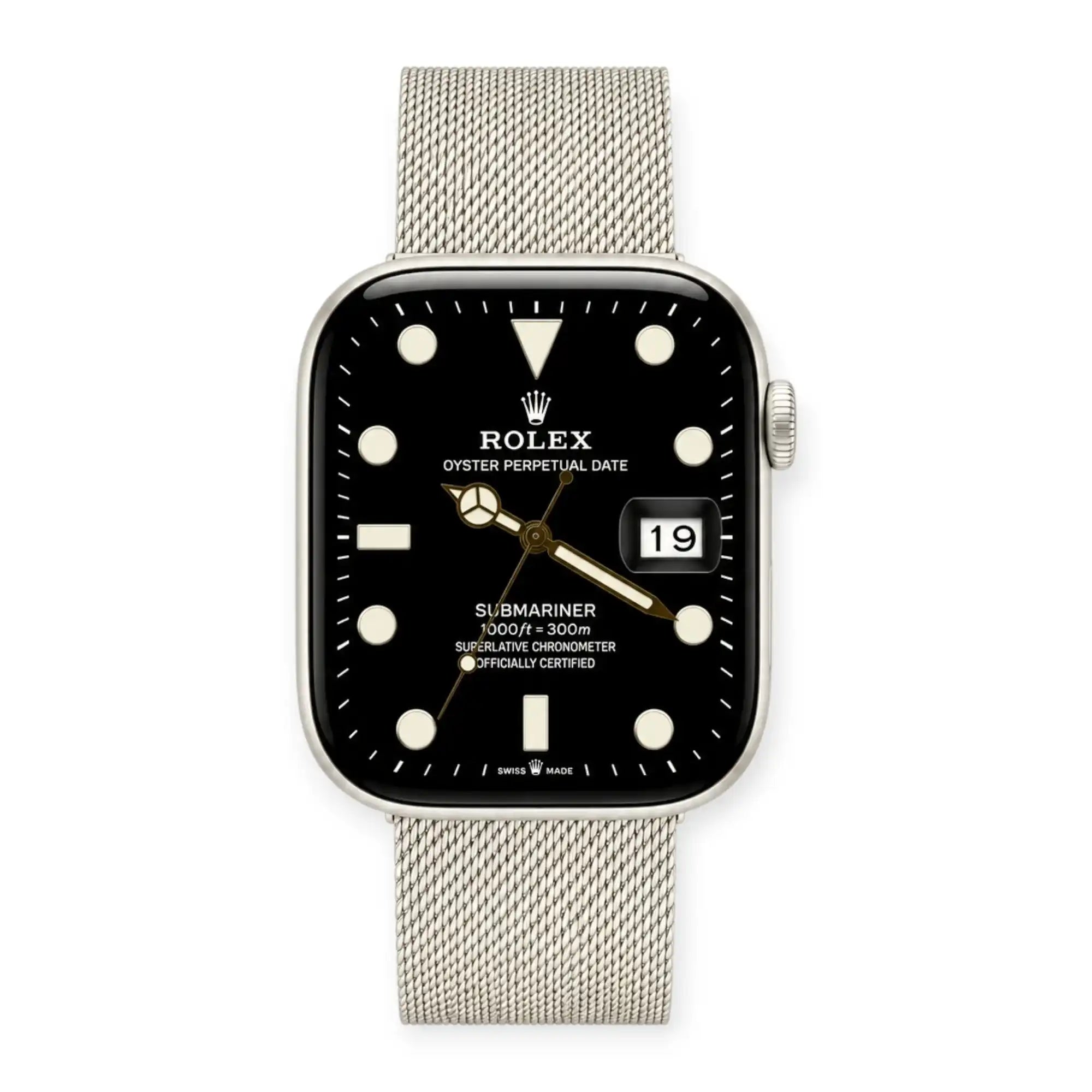 Apple Watch Mod Milanese Steel Strap – Starlight Classic Style -