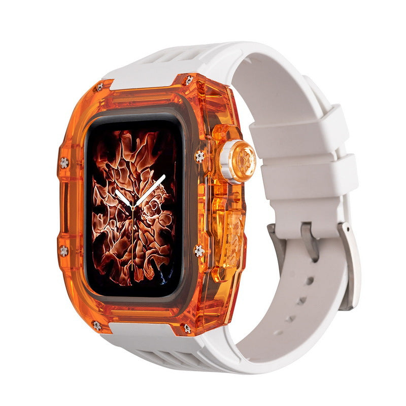 Transparent Orange Apple Watch Case & Fluororubber Band Set | RM Style