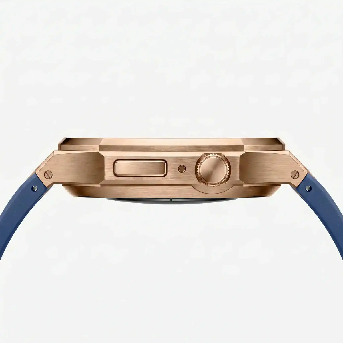 Rose Gold Steel Apple Watch Case & Rubber Band Set | Royal Oak Mod Kit -