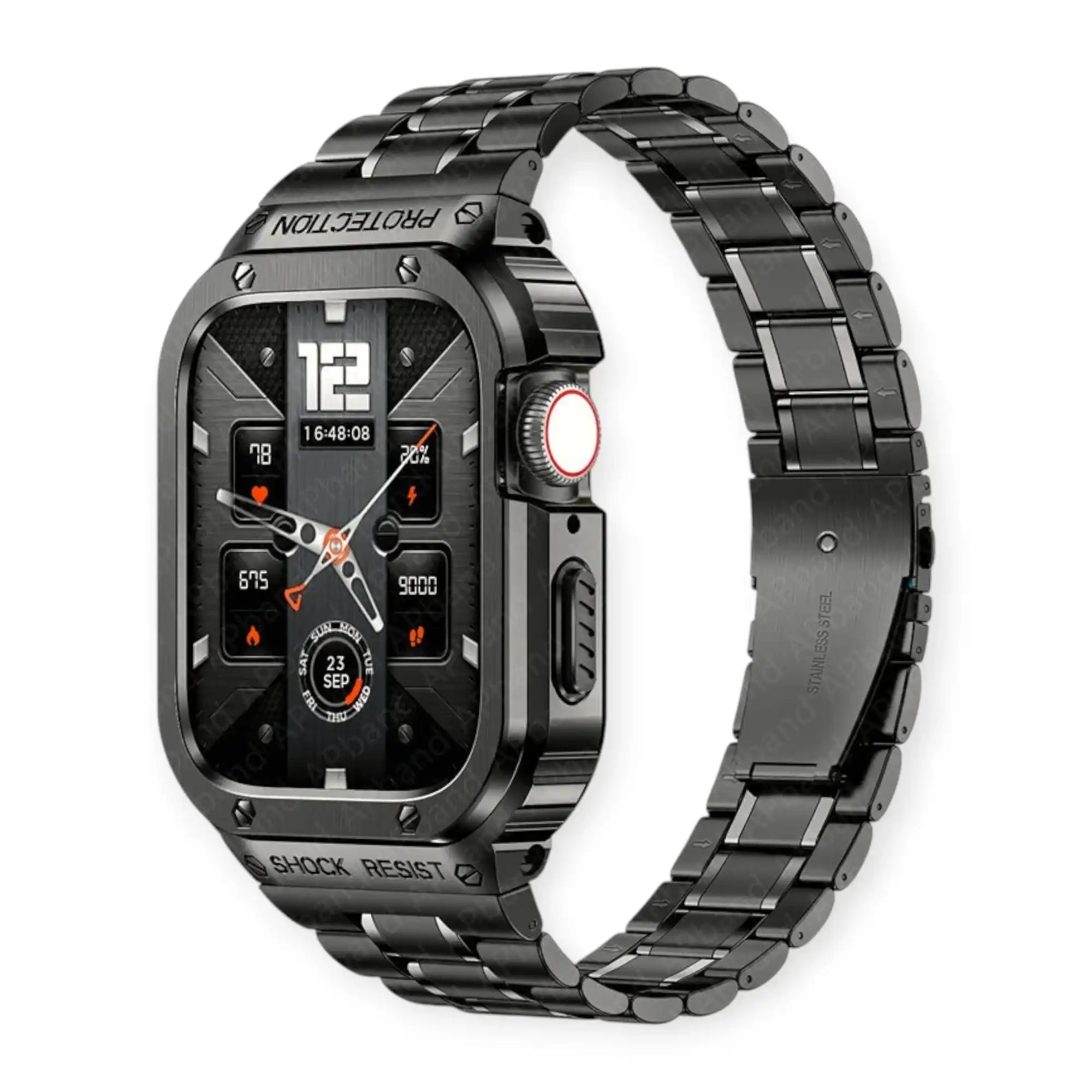 Black Apple Watch Stainless Steel Case & Band Set | Sport Style