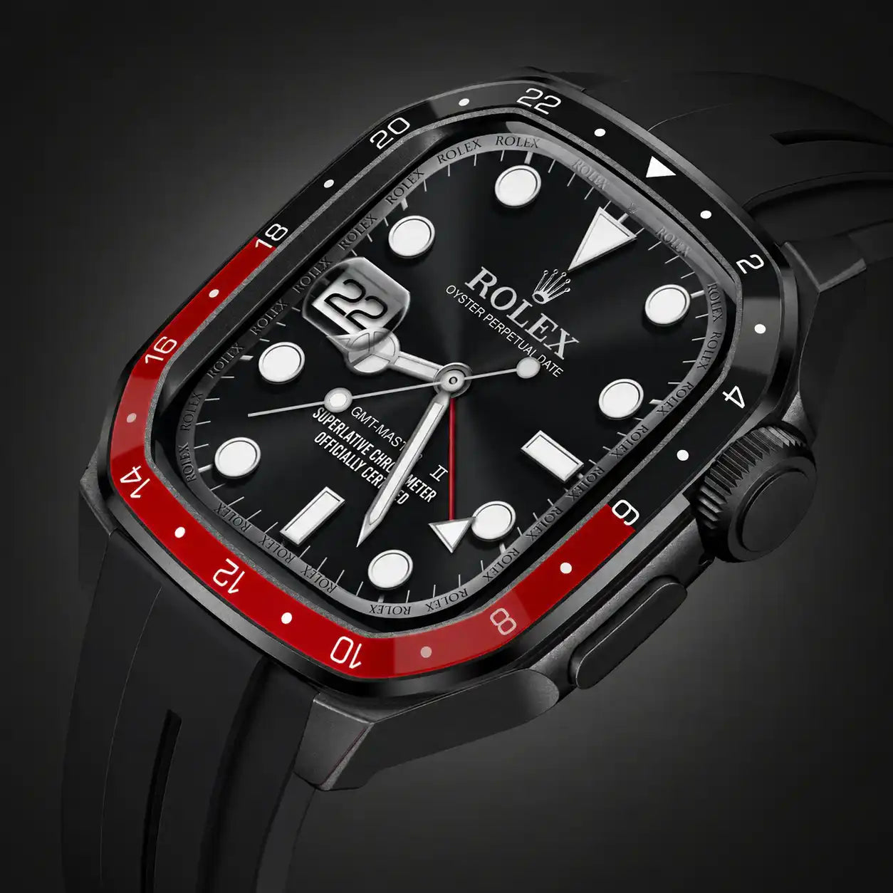 Apple Watch Mod Zinc Alloy Case & Rubber Strap – Coke GMT Style -