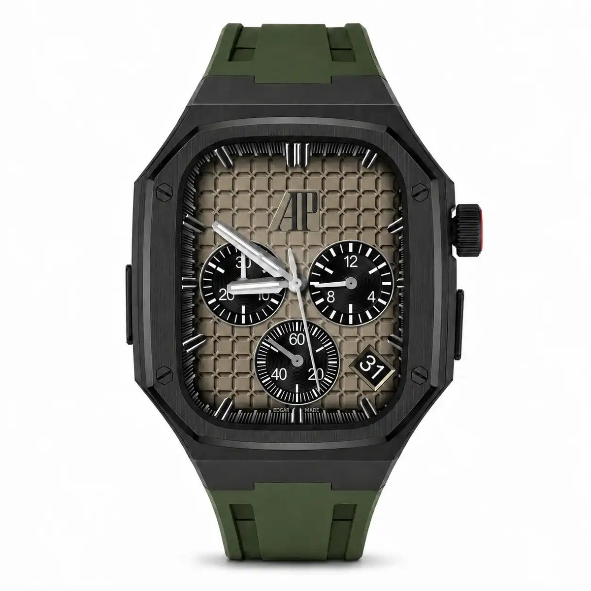 Steel Apple Watch Ultra Case & Rubber Band Set | Royal Oak Mod Kit -