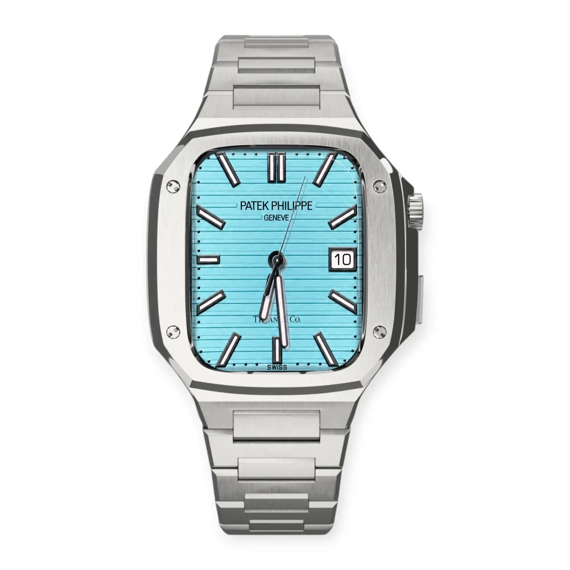 Apple Watch Mod Steel Case & Strap – Silver Nautilus Style -