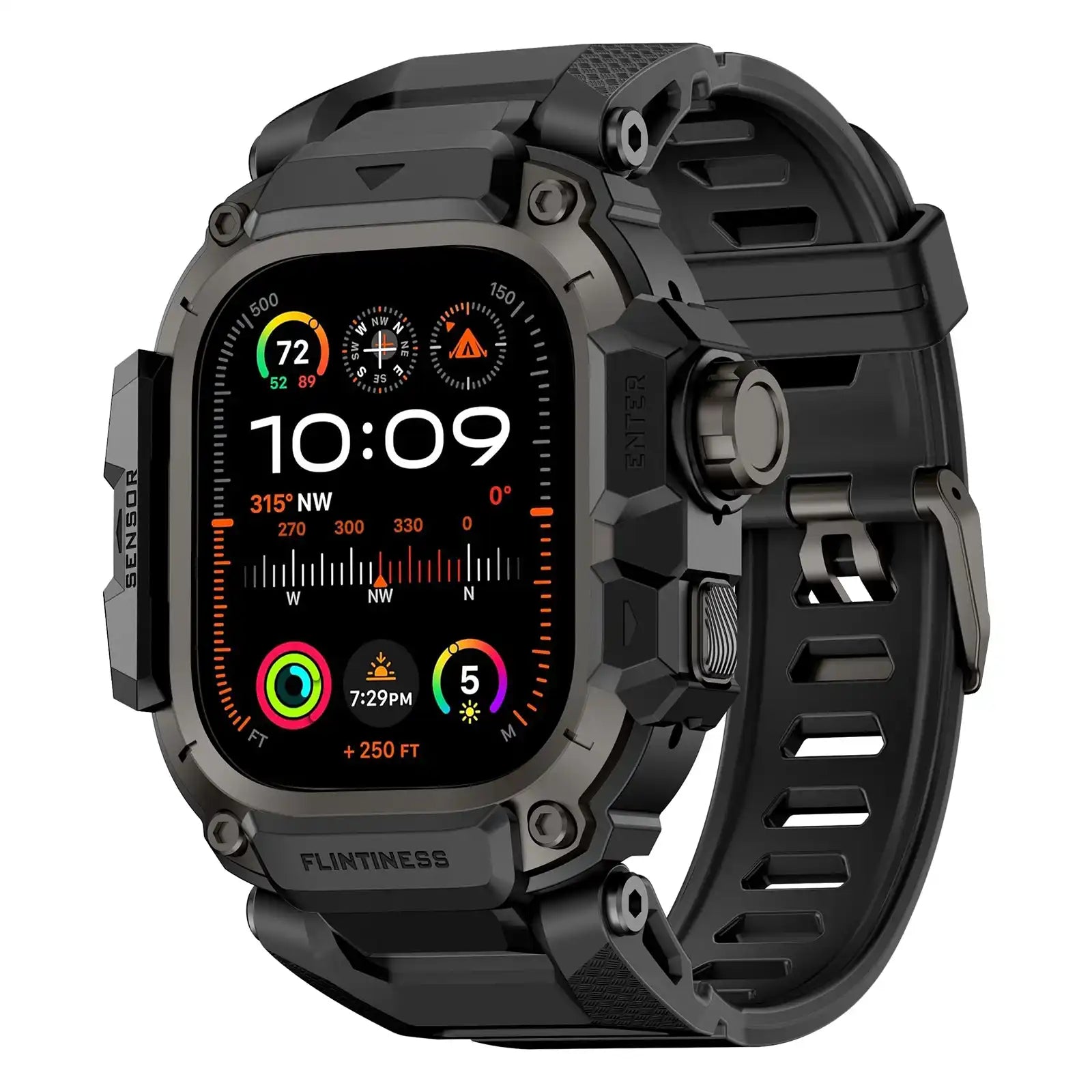 Apple Watch Mod Armor Case & Strap – Black Gym Style -
