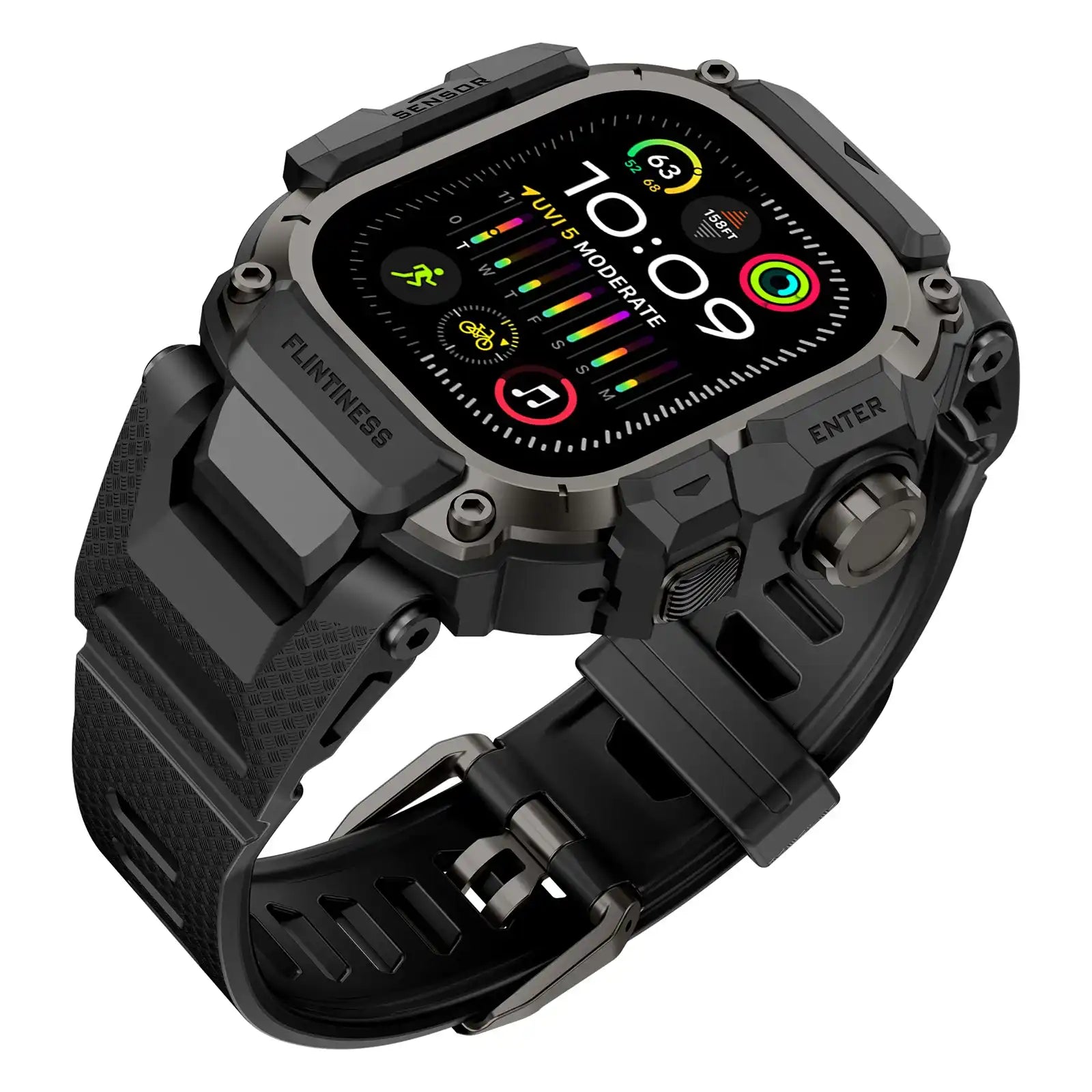 Apple Watch Mod Armor Case & Strap – Black Gym Style -