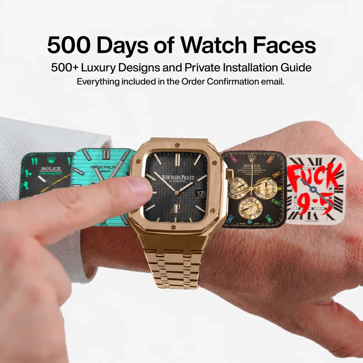 Apple Watch Mod Steel Case & Strap – Rose Gold Oak Style -