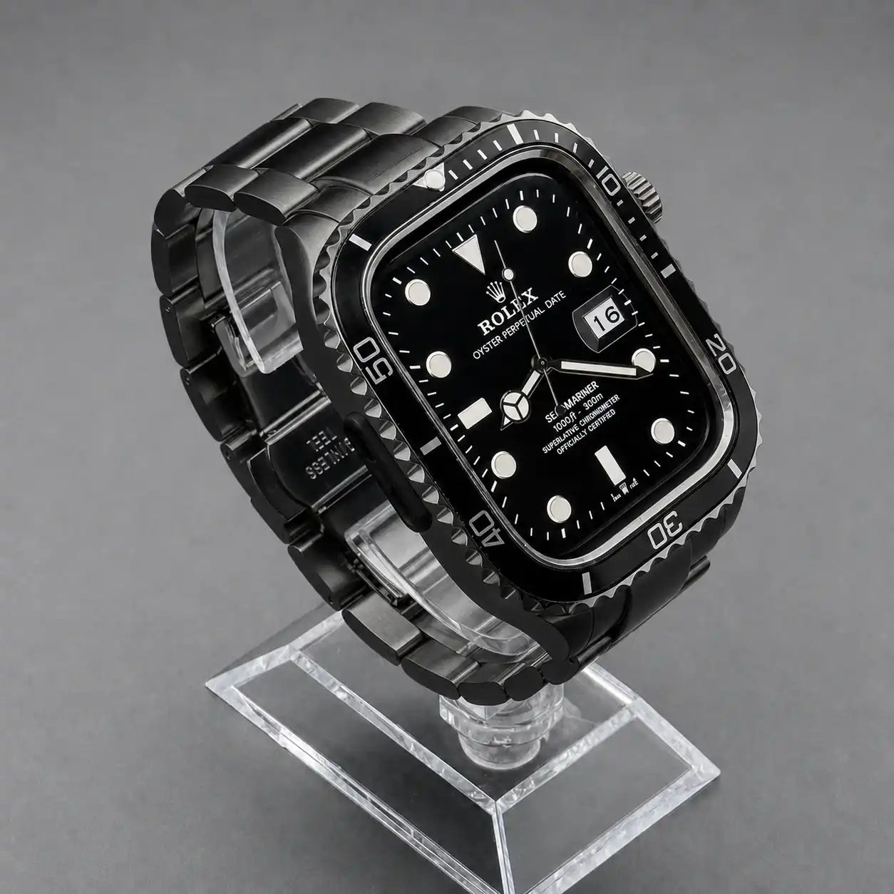 Apple Watch Mod Steel Case & Strap – Black Sub Style -