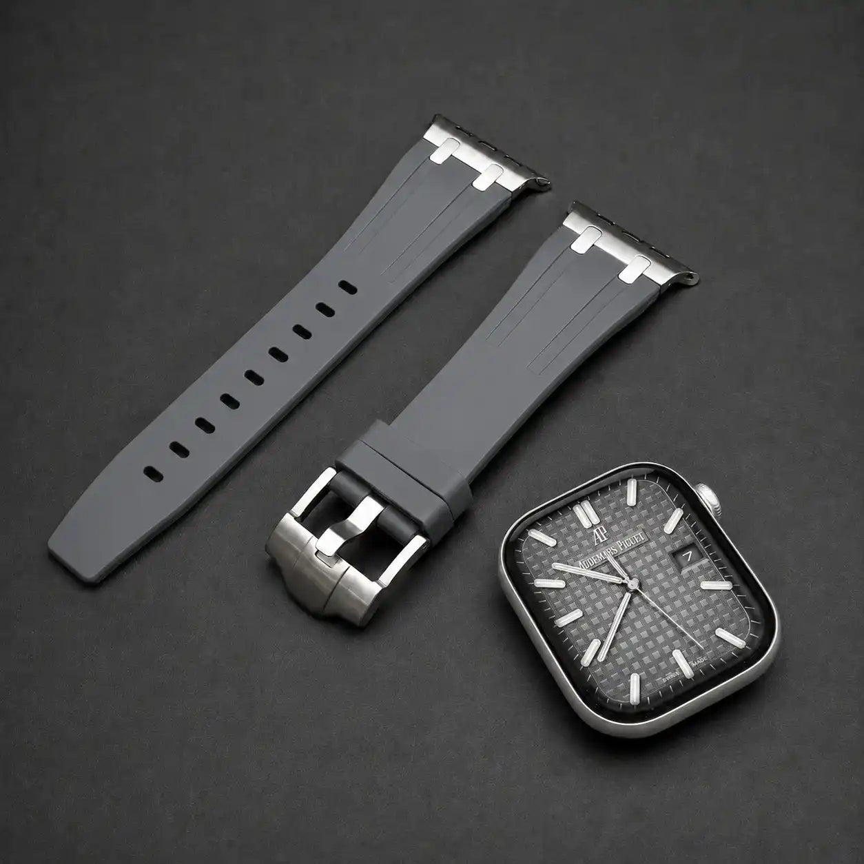 Apple Watch Mod Rubber Strap – Grey Oak Style -