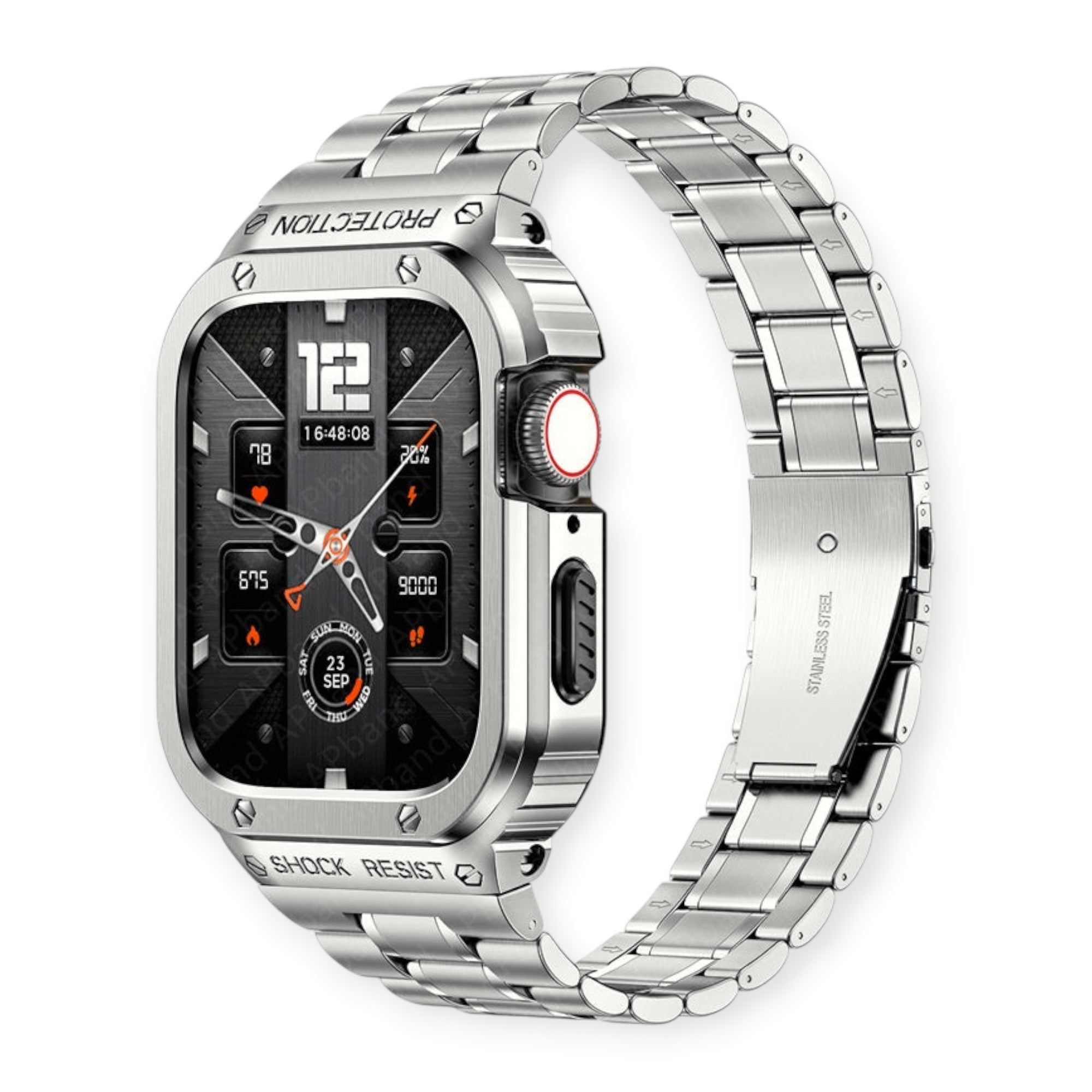 Silver Apple Watch Stainless Steel Case & Band Set | Sport Style