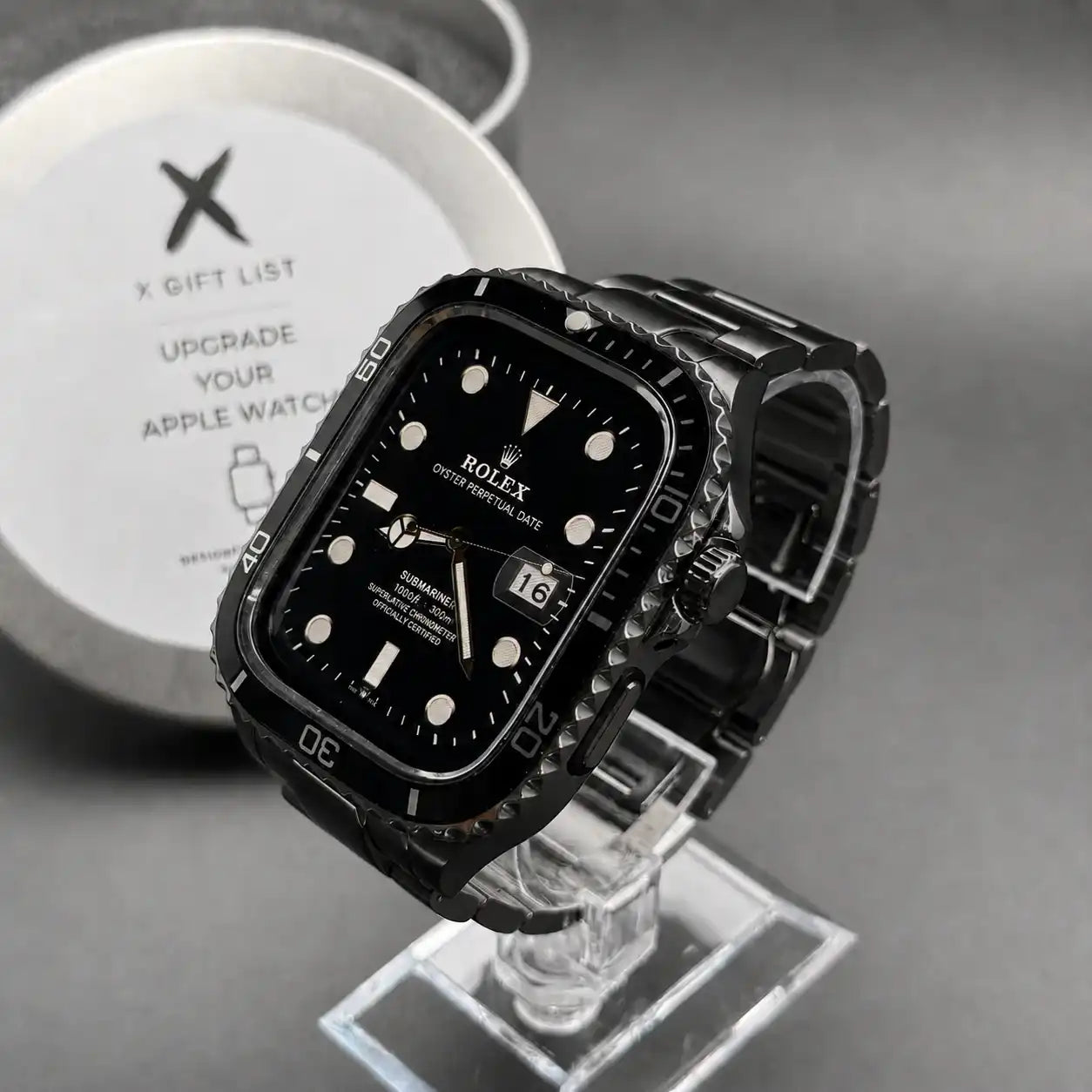 Apple Watch Mod Steel Case & Strap – Black Sub Style -