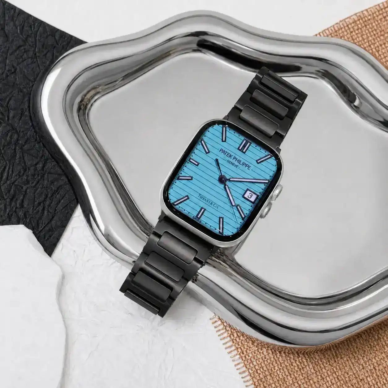 Apple Watch Mod Titanium Strap – Black Nautilus Style -