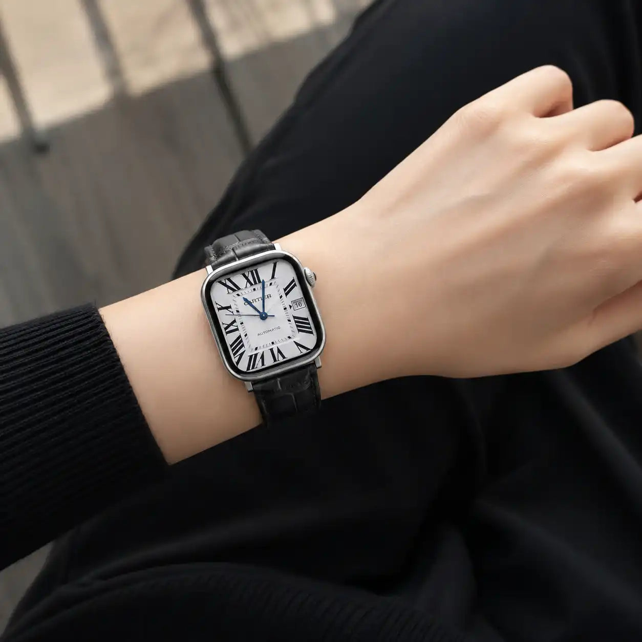 Apple Watch Mod Leather Strap – Black Santo Style -