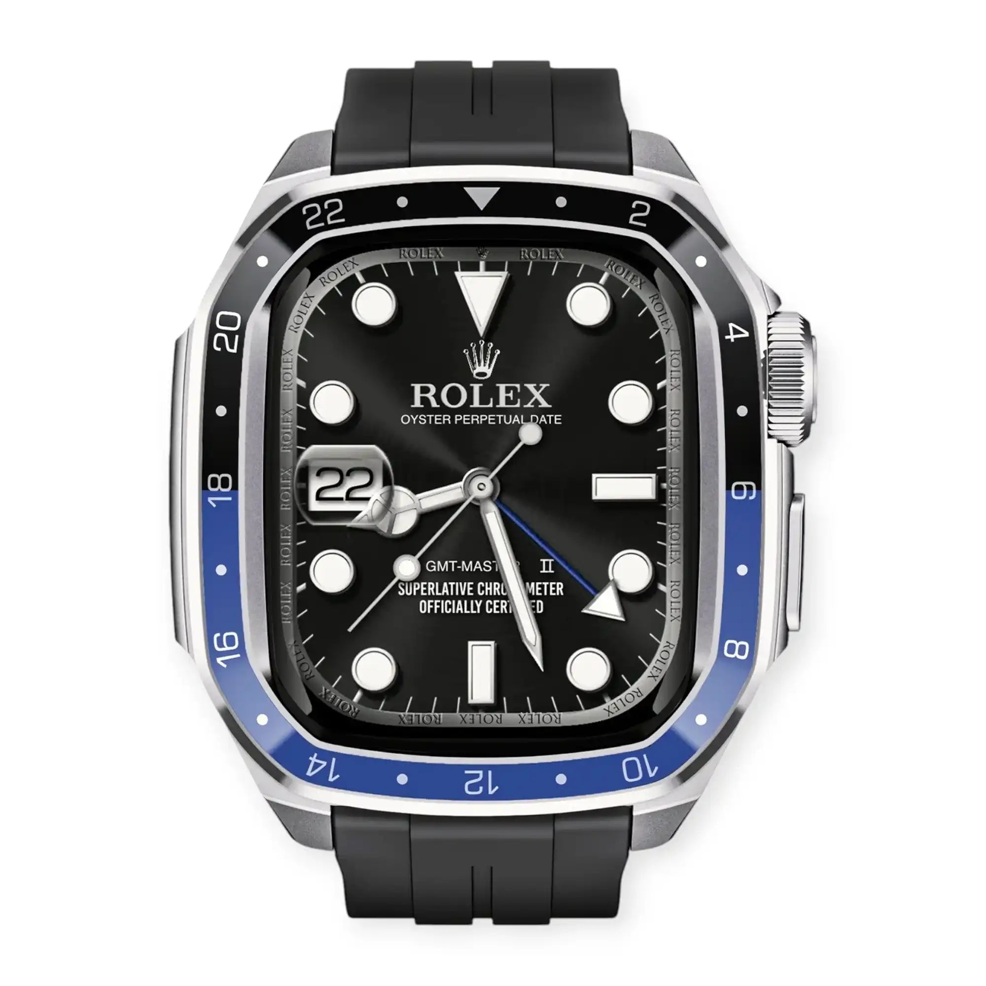 Apple Watch Mod Zinc Alloy Case & Rubber Strap – Batman GMT Style -