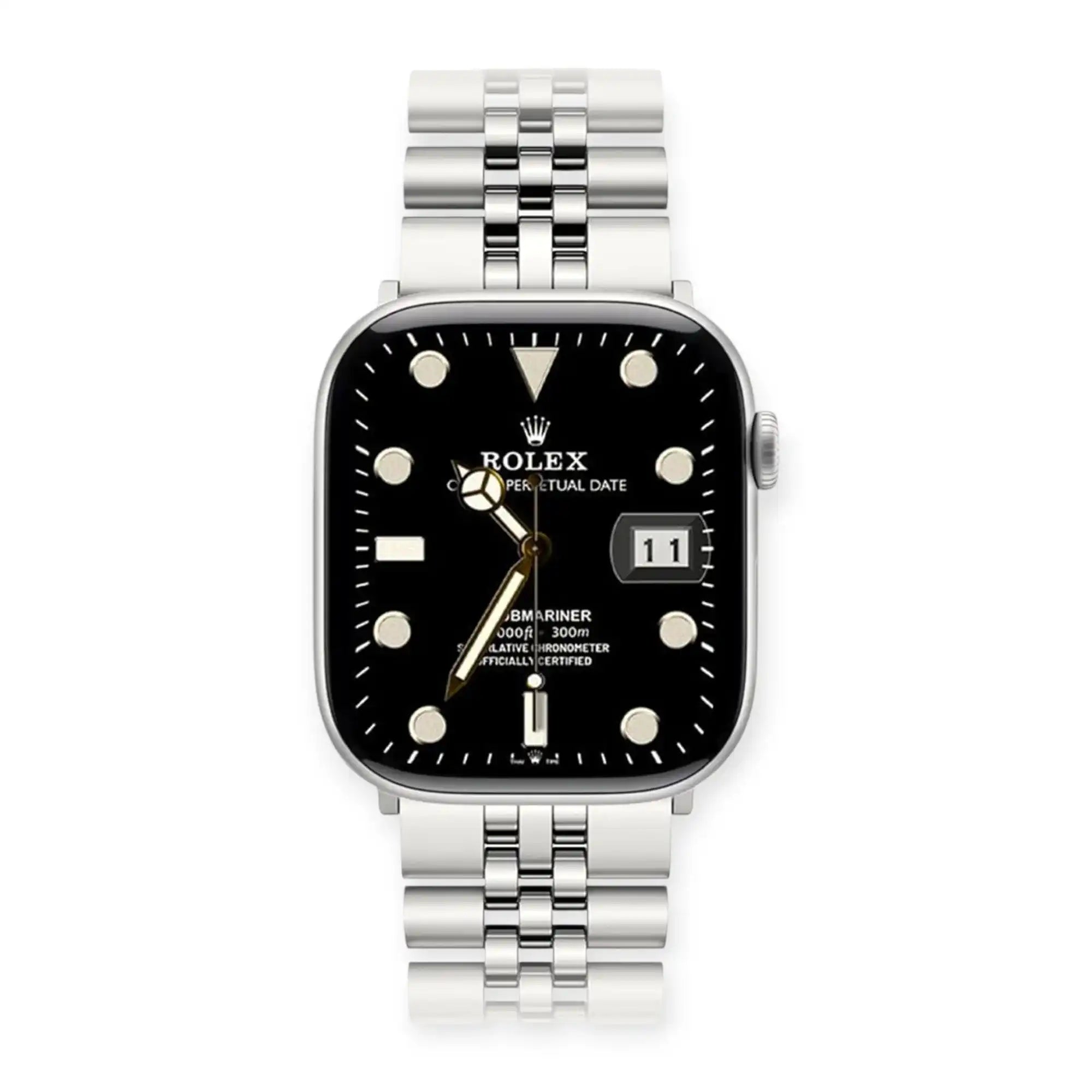 Apple Watch Mod Jubilee Steel Strap – Silver Datejust Style -