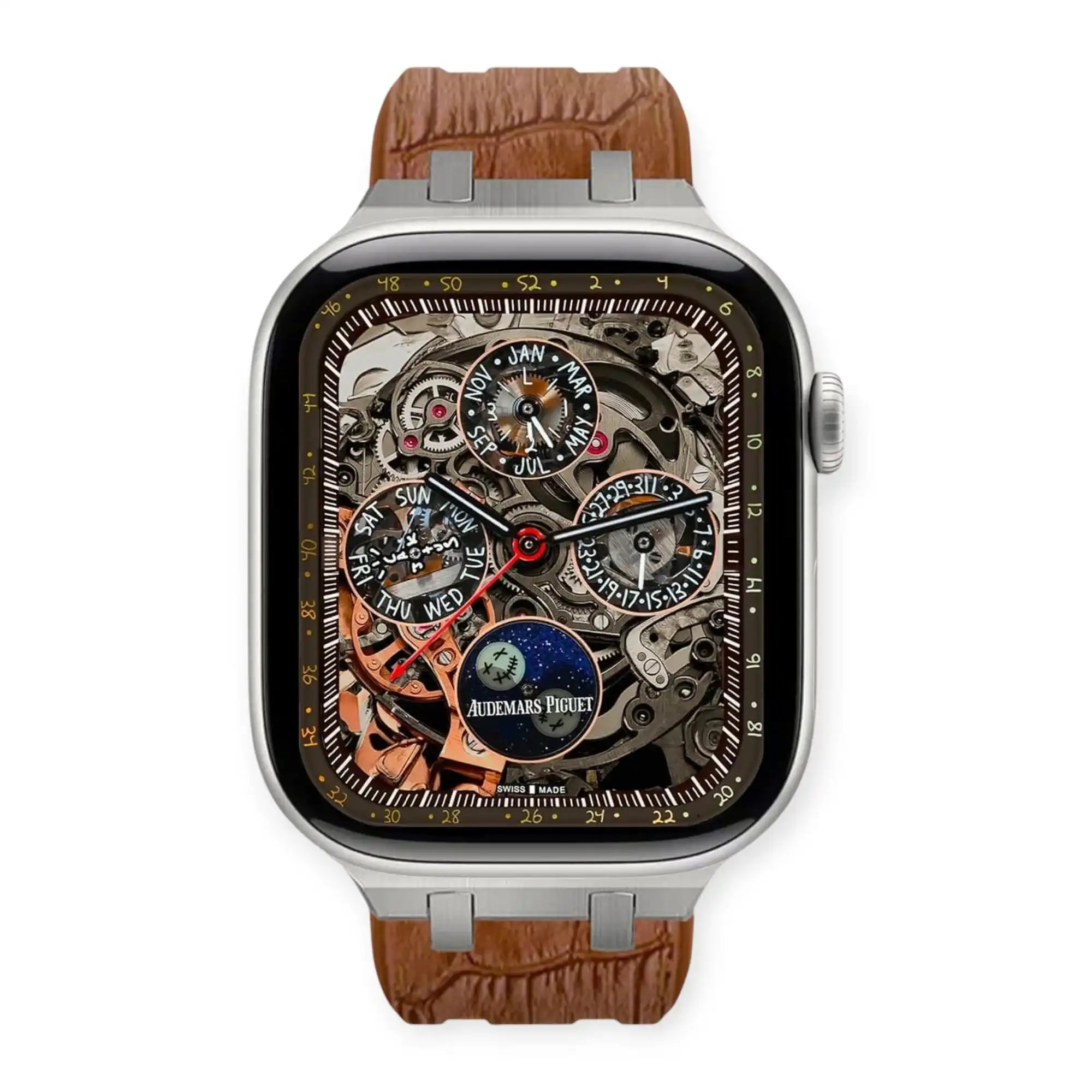 Apple Watch Mod Rubber Strap – Brown Oak Style -