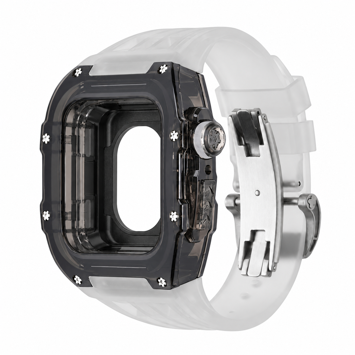 Black Apple Watch Case & Fluororubber Band Set | RM Mod Kit -