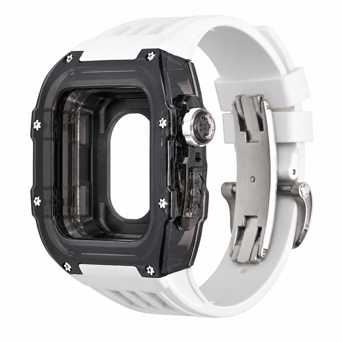 Black Apple Watch Case & Fluororubber Band Set | RM Mod Kit -