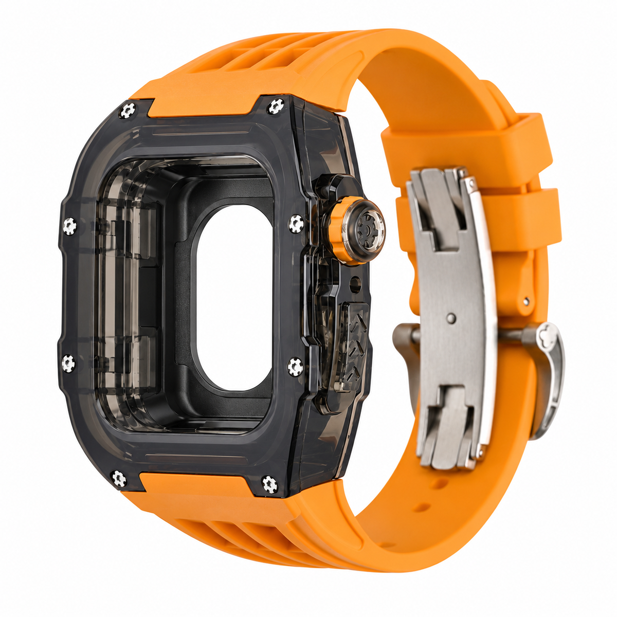 Black Apple Watch Case & Fluororubber Band Set | RM Mod Kit -