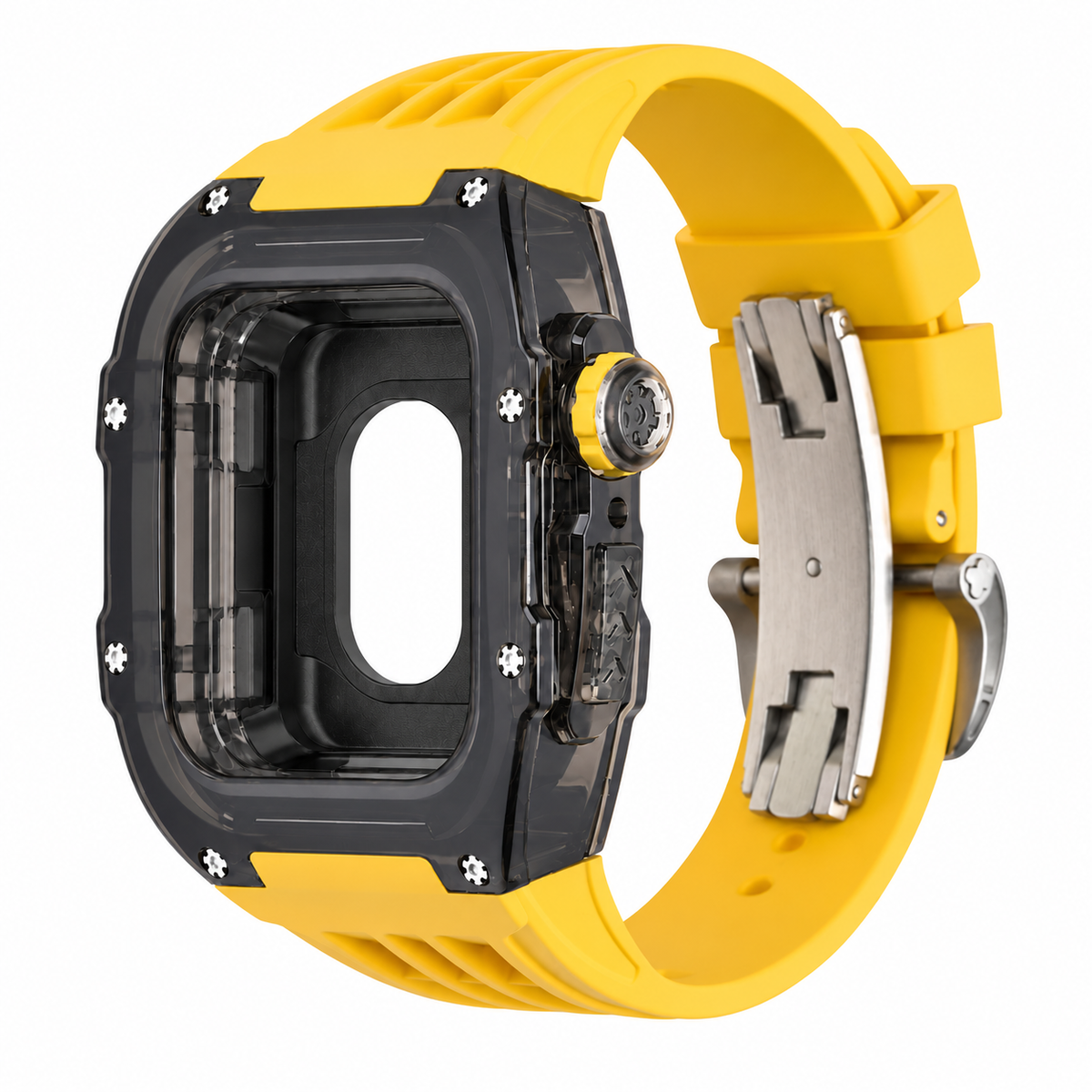 Black Apple Watch Case & Fluororubber Band Set | RM Mod Kit -
