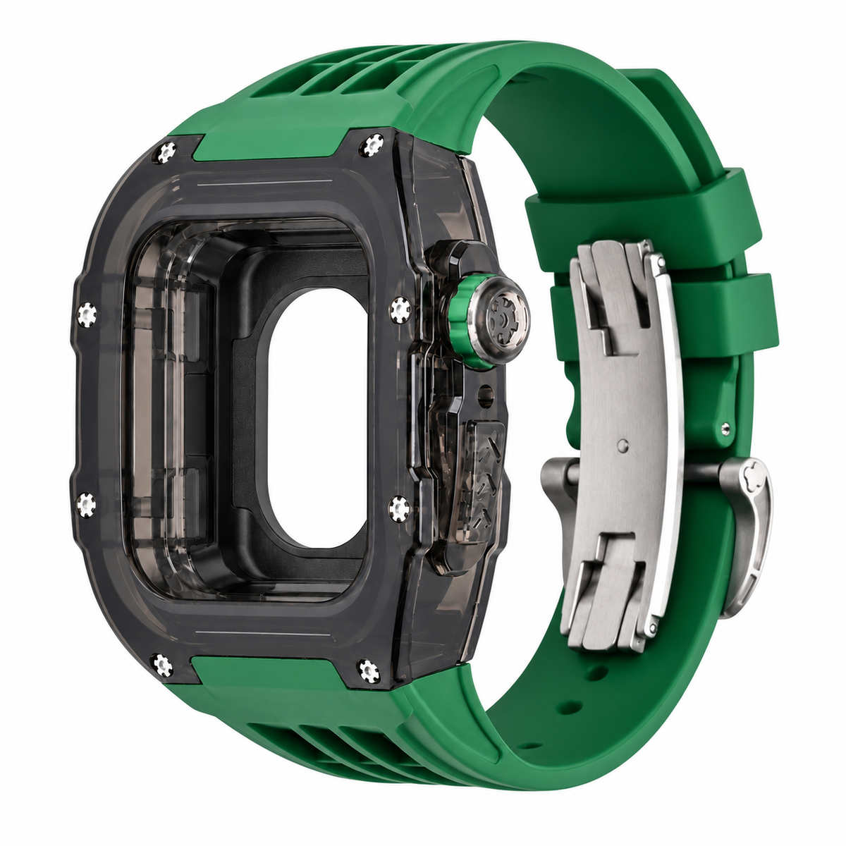 Black Apple Watch Case & Fluororubber Band Set | RM Mod Kit -