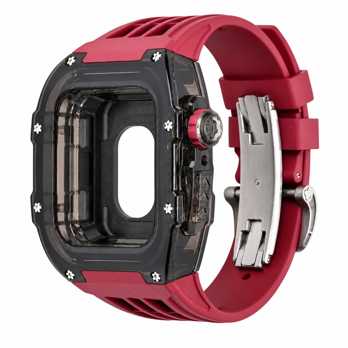 Black Apple Watch Case & Fluororubber Band Set | RM Mod Kit -