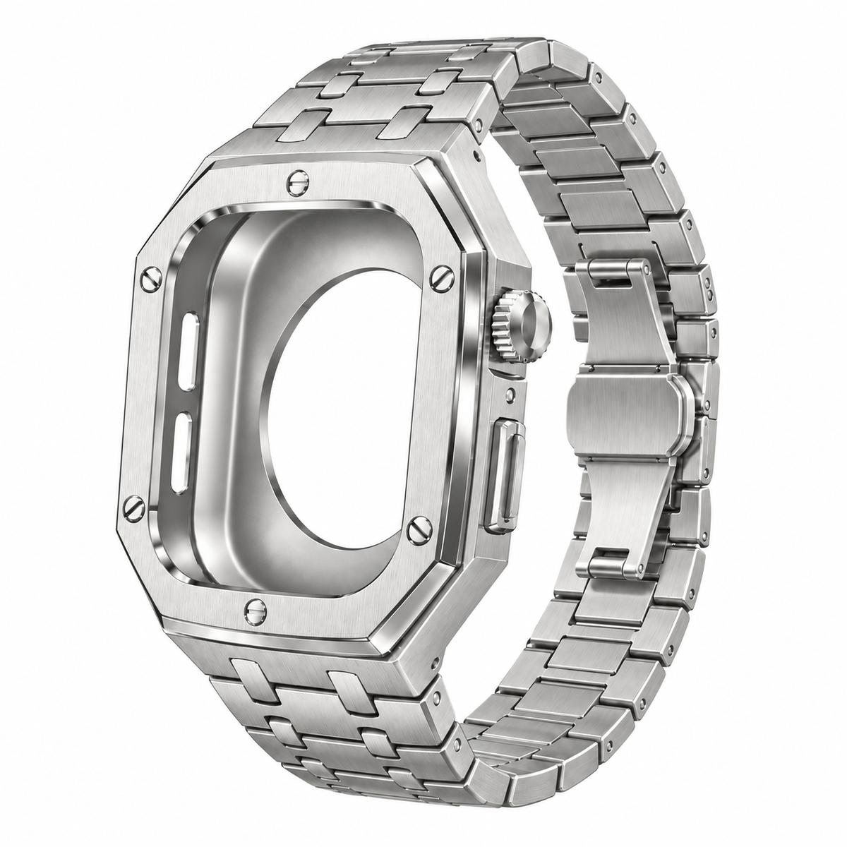 Silver Steel Apple Watch Case & Band Set | Royal Oak Mod Kit