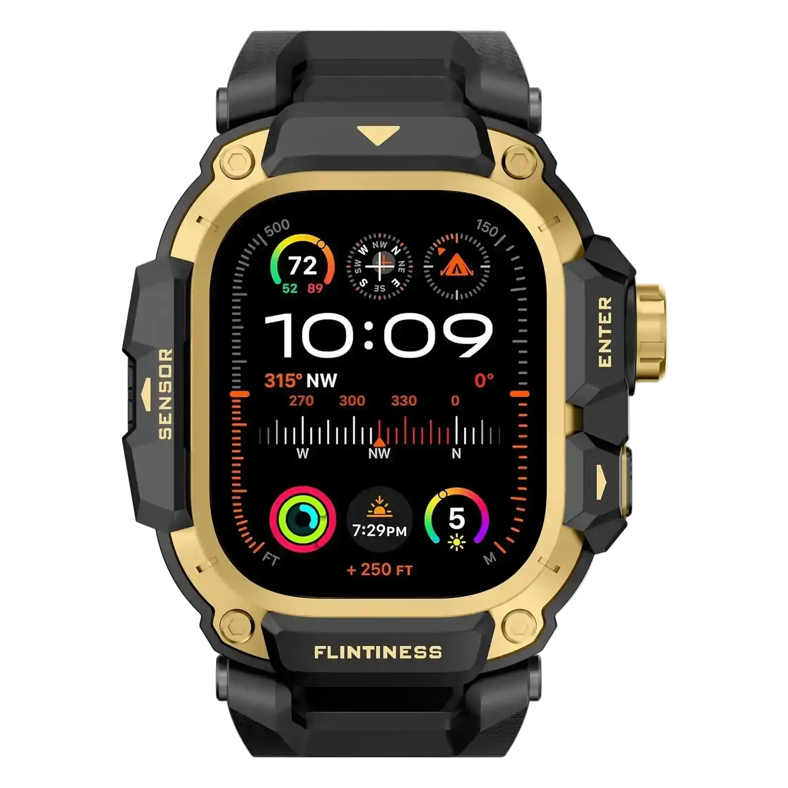 Apple Watch Mod Armor Case & Strap – Black & Gold Gym Style - 